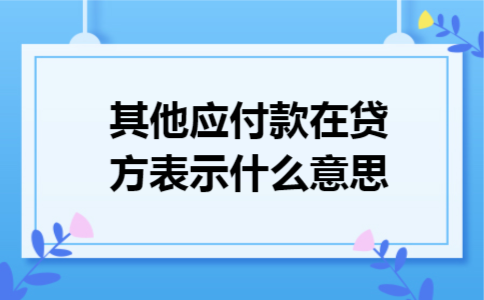 其他应付款在贷方表示什么意思