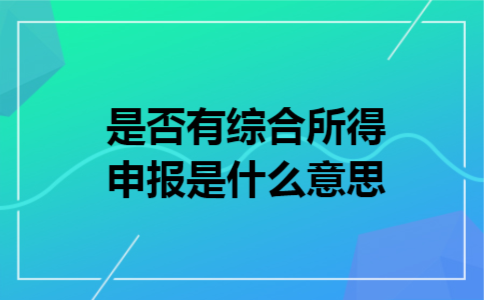 是否有综合所得申报是什么意思 是否有综合所得申报是什么意思