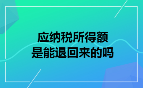 应纳税所得额是能退回来的吗