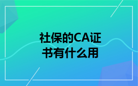 社保的CA证书有什么用 社保的CA证书有什么用
