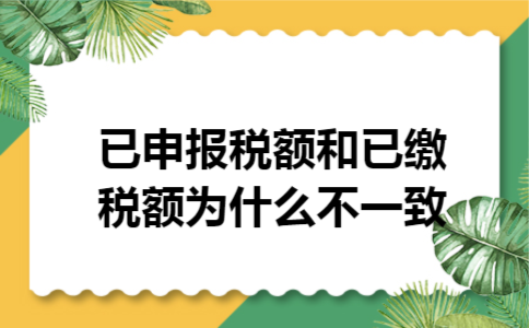 已申报税额和已缴税额为什么不一致