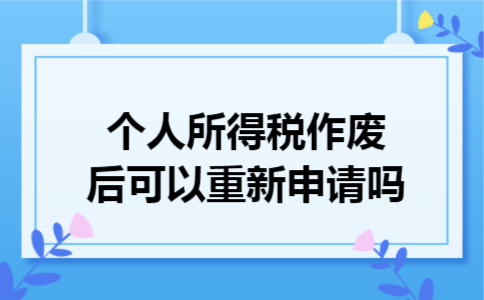 个人所得税作废后可以重新申请吗
