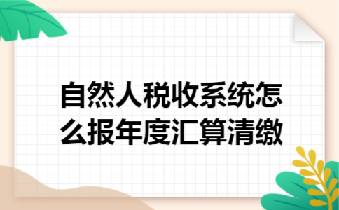 自然人税收系统怎么报年度汇算清缴 自然人税收系统怎么报年度汇算清缴
