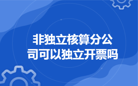  非独立核算分公司可以独立开票吗
