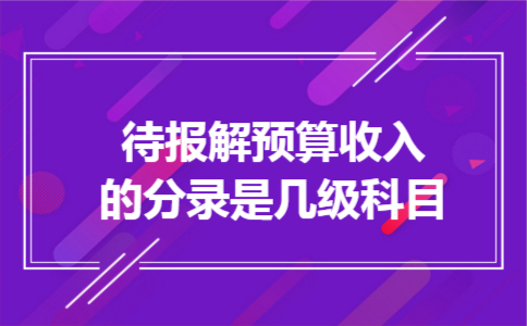 待报解预算收入的分录是几级科目 待报解预算收入的分录是几级科目