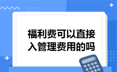 福利费可以直接入管理费用的吗