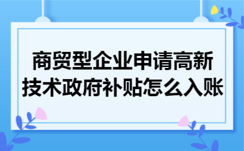 商贸型企业申请高新技术政府补贴怎么入账