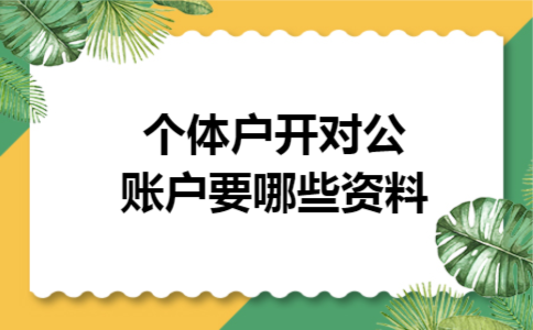 个体户开对公账户要哪些资料