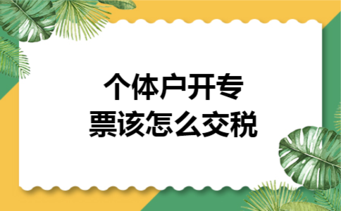 个体户开专票该怎么交税 个体户开专票该怎么交税