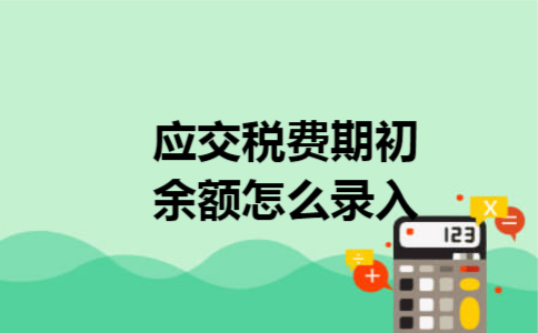 应交税费期初余额怎么录入 应交税费期初余额怎么录入