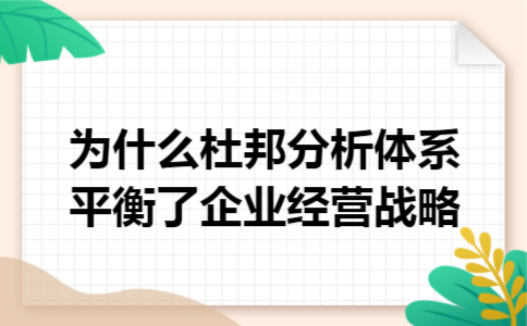 为什么杜邦分析体系平衡了企业经营战略