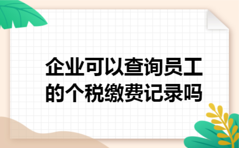 企业可以查询员工的个税缴费记录吗 企业可以查询员工的个税缴费记录吗