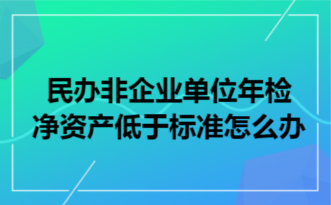 民办非企业单位年检净资产低于标准怎么办 民办非企业单位年检净资产低于标准怎么办