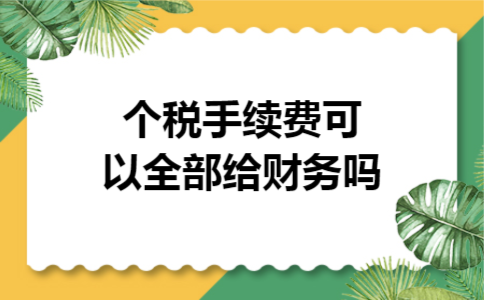 个税手续费可以全部给财务吗