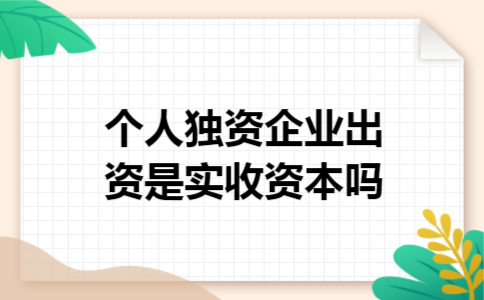 个人独资企业出资是实收资本吗