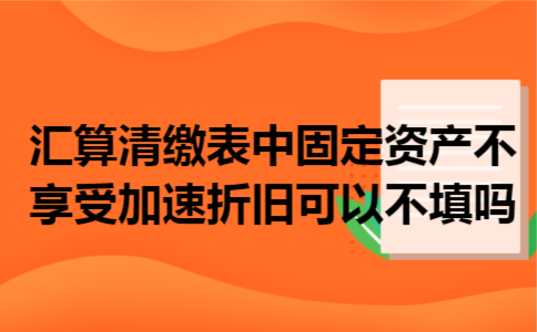 汇算清缴表中固定资产不享受加速折旧可以不填吗