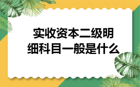 实收资本二级明细科目一般是什么 实收资本二级明细科目一般是什么