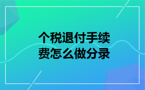 个税退付手续费怎么做分录 个税退付手续费怎么做分录