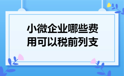 小微企业哪些费用可以税前列支