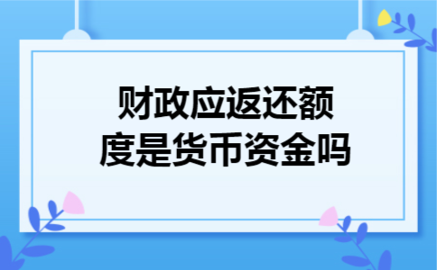 财政应返还额度是货币资金吗 财政应返还额度是货币资金吗