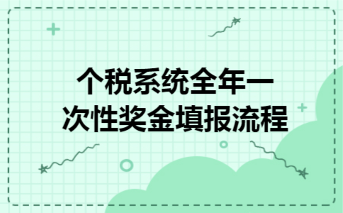 个税系统全年一次性奖金填报流程