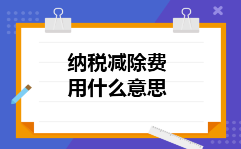  纳税减除费用什么意思