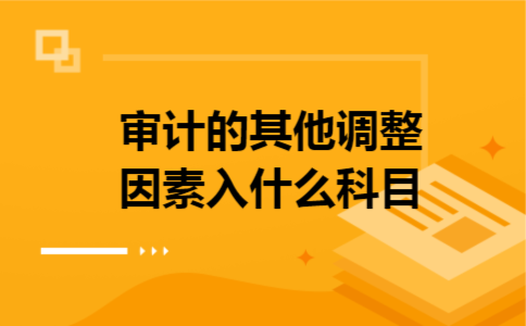 审计的其他调整因素入什么科目