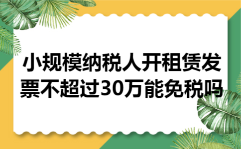 小规模纳税人开租赁发票不超过30万能免税吗 小规模纳税人开租赁发票不超过30万能免税吗